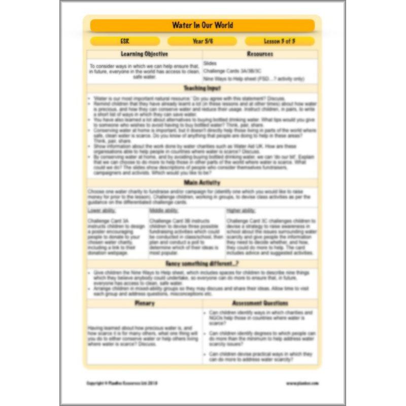 PlanBee Water Topic KS2 Water in our World Lessons by PlanBee