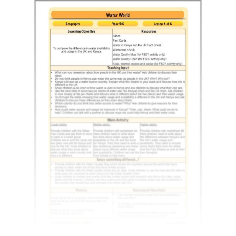 PlanBee Water World: Year 5 & Year 6 Geography scheme of work
