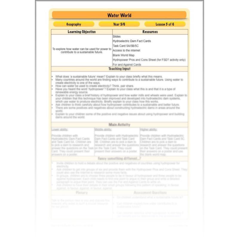 PlanBee Water World: Year 5 & Year 6 Geography scheme of work