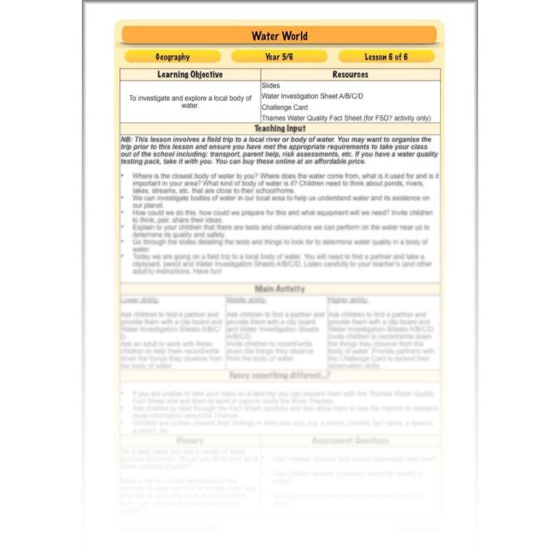 PlanBee Water World: Year 5 & Year 6 Geography scheme of work