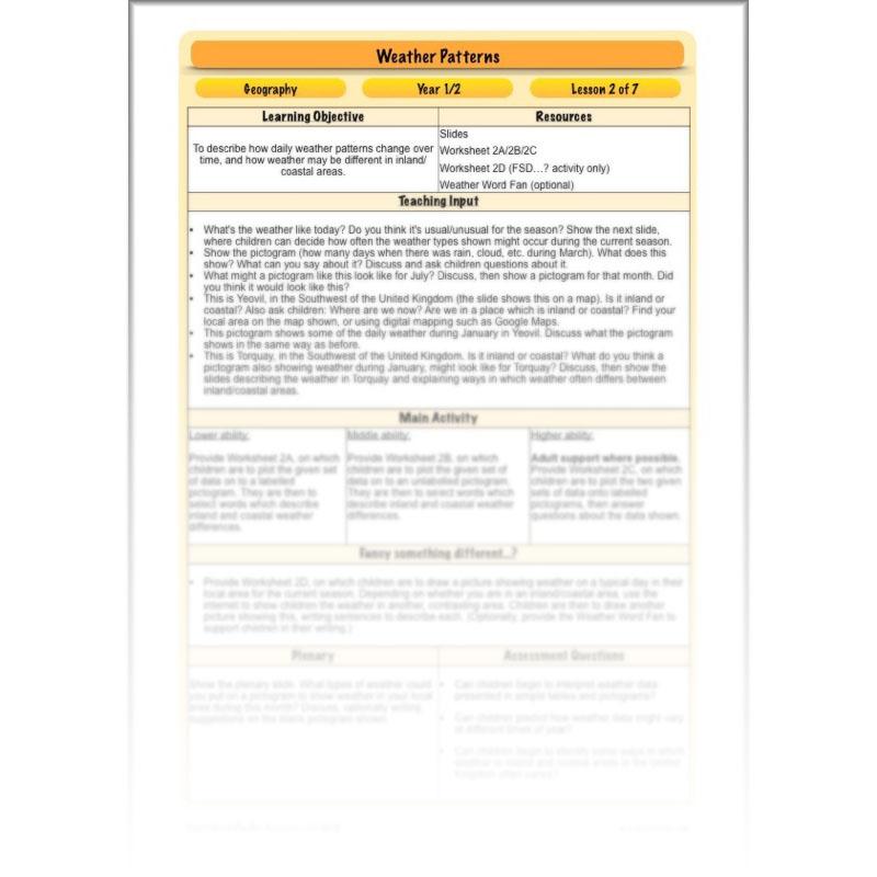 PlanBee Weather Patterns: KS1 lessons, activities and worksheets