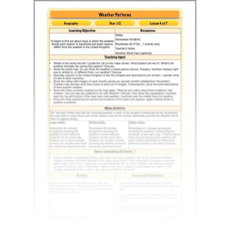 PlanBee Weather Patterns: KS1 lessons, activities and worksheets
