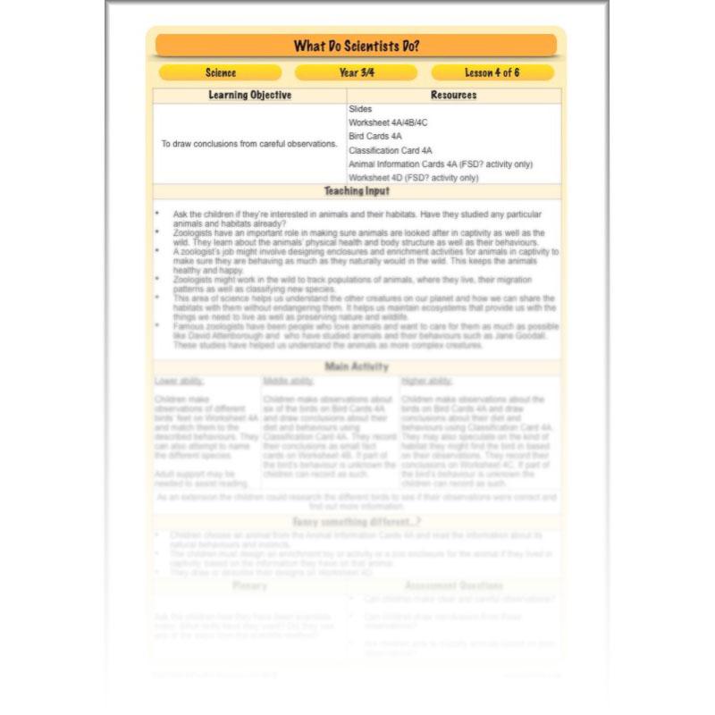 PlanBee What do Scientists do?: KS2 - Science - Working Scientifically Plans