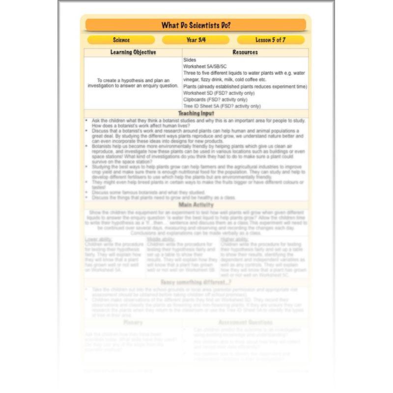 PlanBee What do Scientists do?: KS2 - Science - Working Scientifically Plans