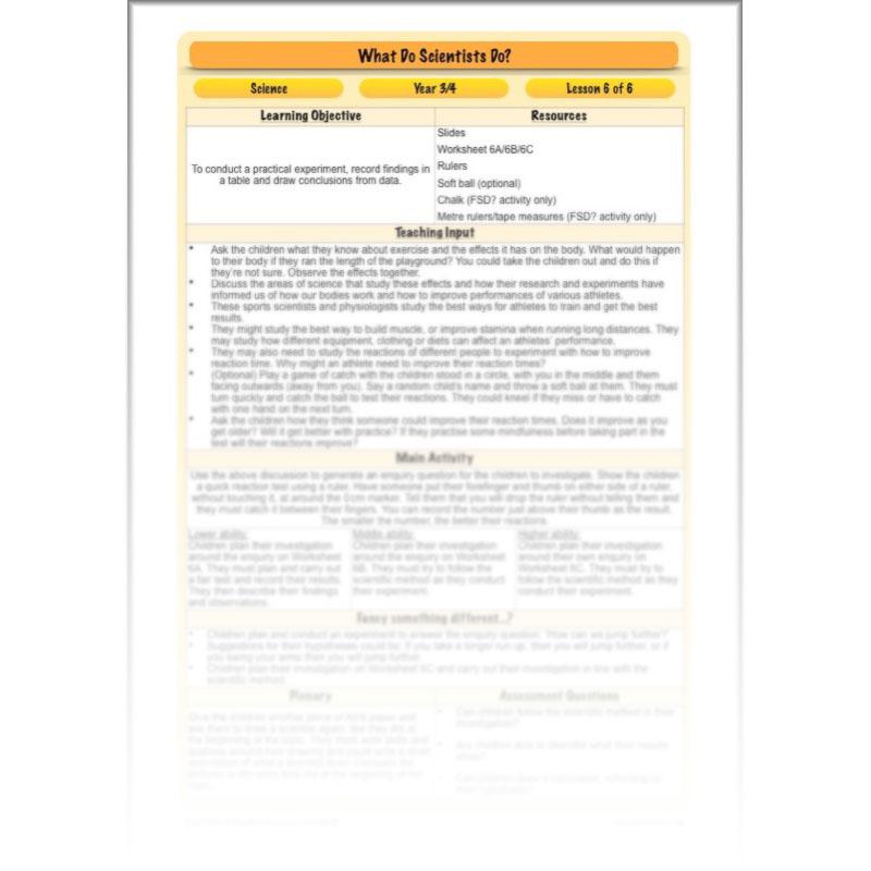 PlanBee What do Scientists do?: KS2 - Science - Working Scientifically Plans