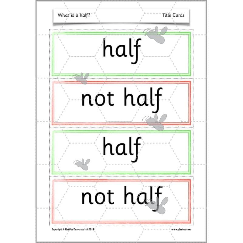 PlanBee What is a half? - KS1 Year 1 lesson pack