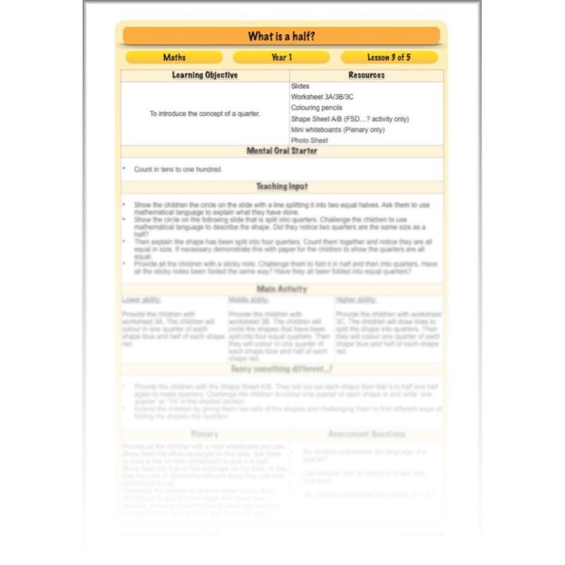 PlanBee What is a half? - KS1 Year 1 lesson pack
