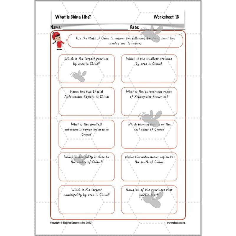 PlanBee China KS2 Geography Lesson Planning Pack for Year 5 & 6
