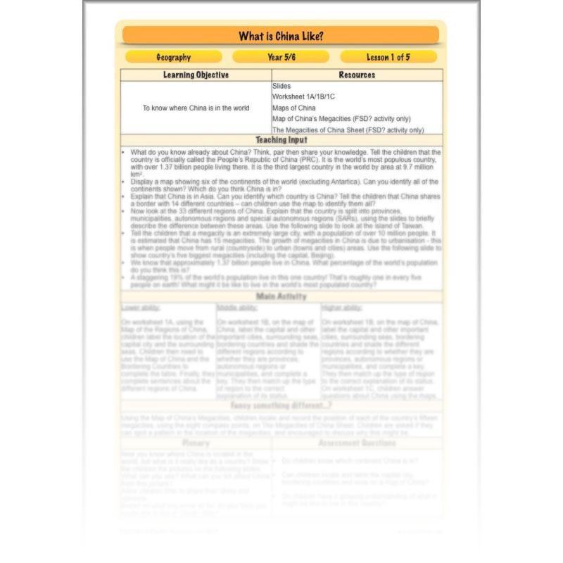 PlanBee China KS2 Geography Lesson Planning Pack for Year 5 & 6