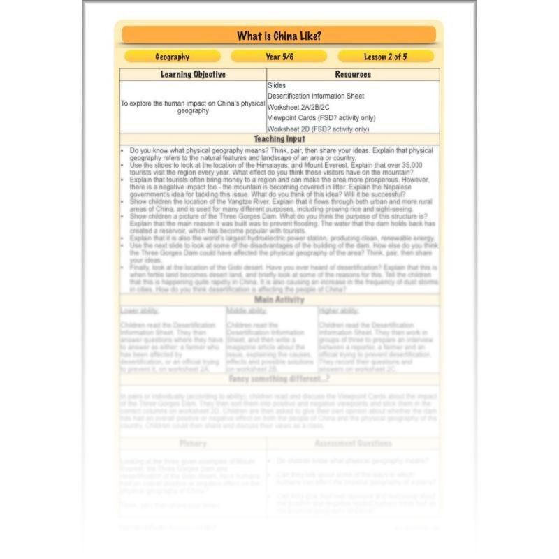 PlanBee China KS2 Geography Lesson Planning Pack for Year 5 & 6