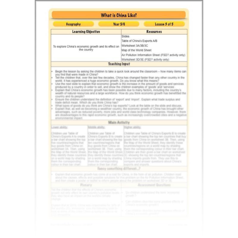 PlanBee China KS2 Geography Lesson Planning Pack for Year 5 & 6