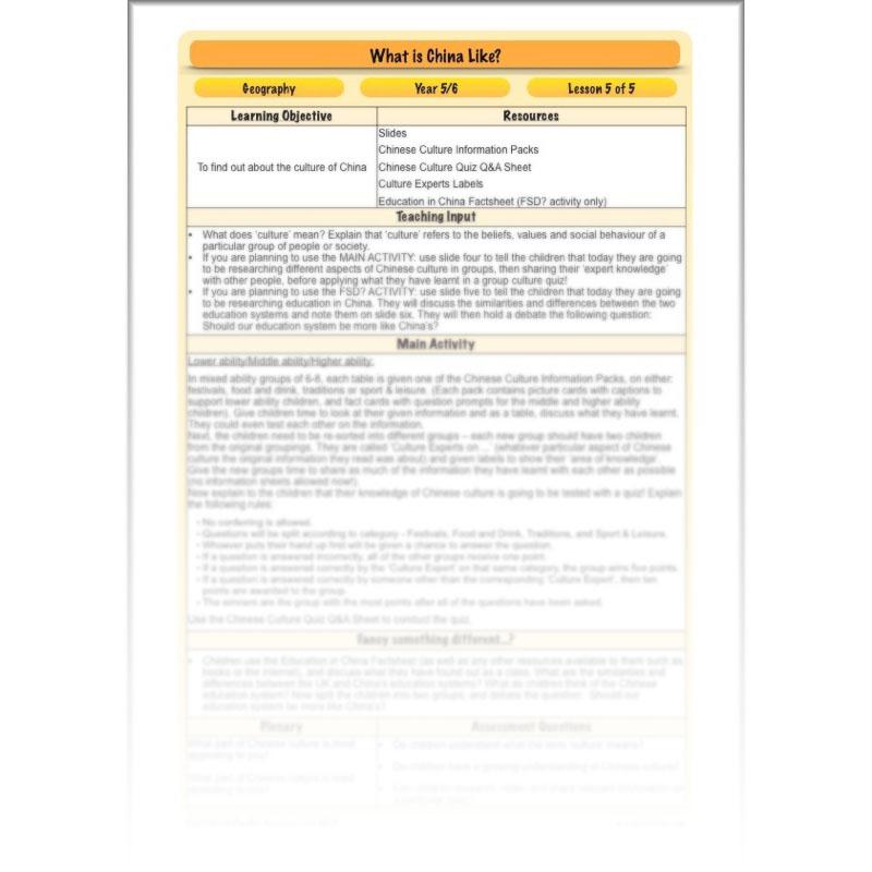 PlanBee China KS2 Geography Lesson Planning Pack for Year 5 & 6