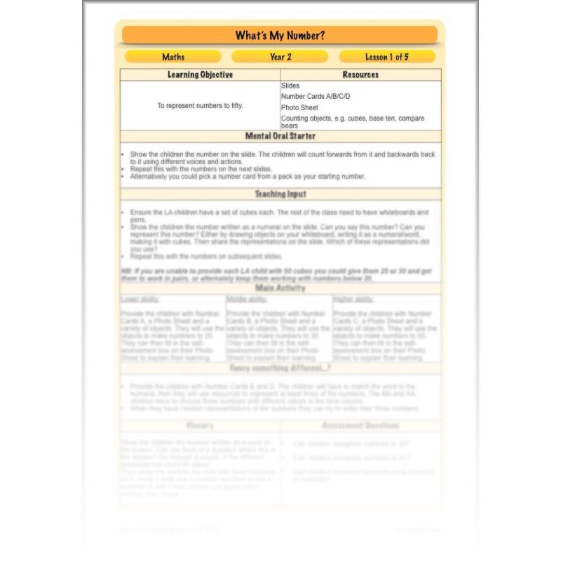 PlanBee What's My Number? Complete Year 2 Maths Lessons and Resources