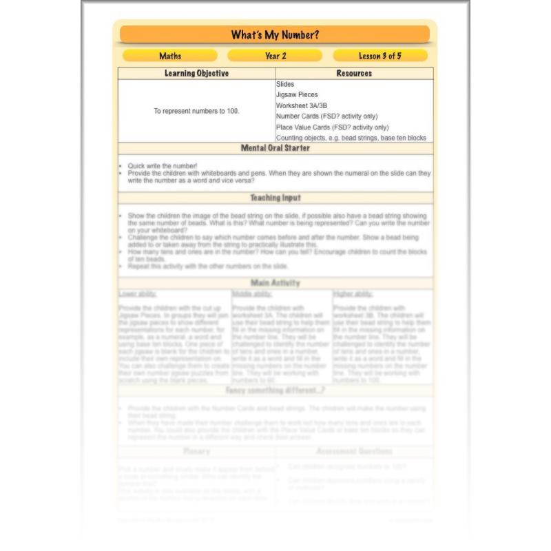 PlanBee What's My Number? Complete Year 2 Maths Lessons and Resources