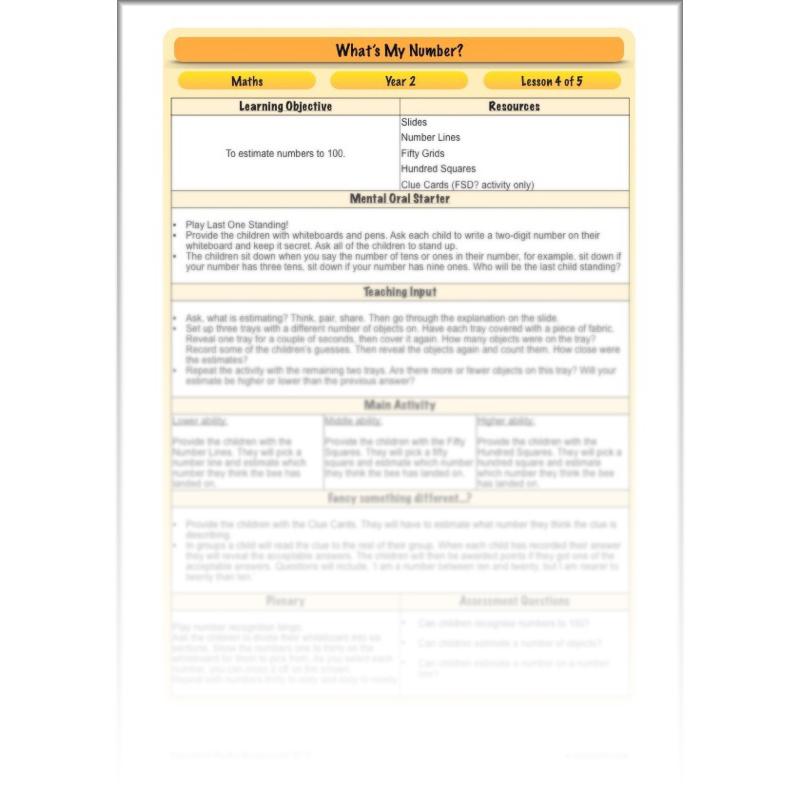 PlanBee What's My Number? Complete Year 2 Maths Lessons and Resources
