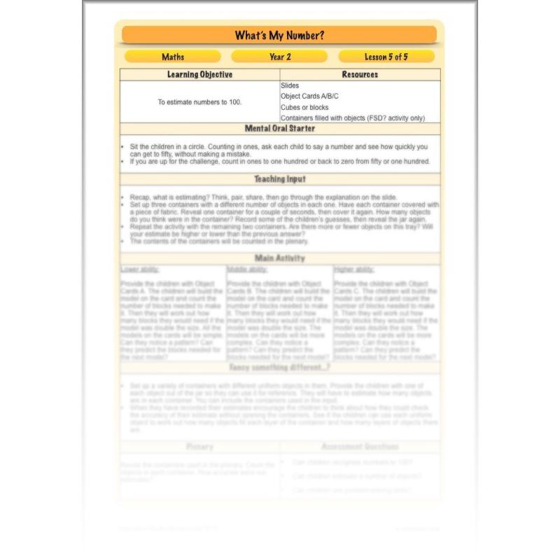 PlanBee What's My Number? Complete Year 2 Maths Lessons and Resources