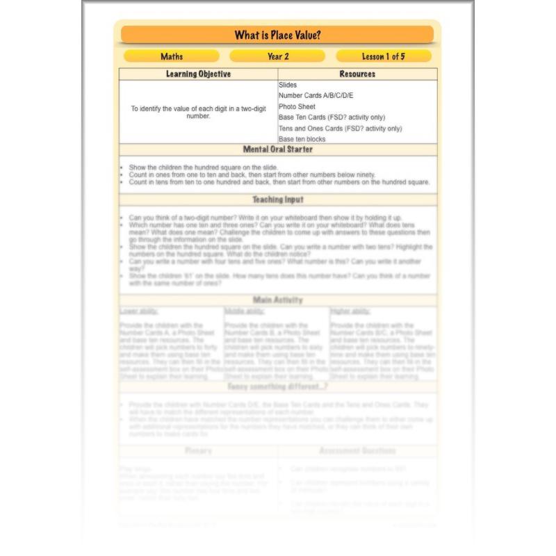 PlanBee What is Place Value? Year 2 Maths lesson plans and resources