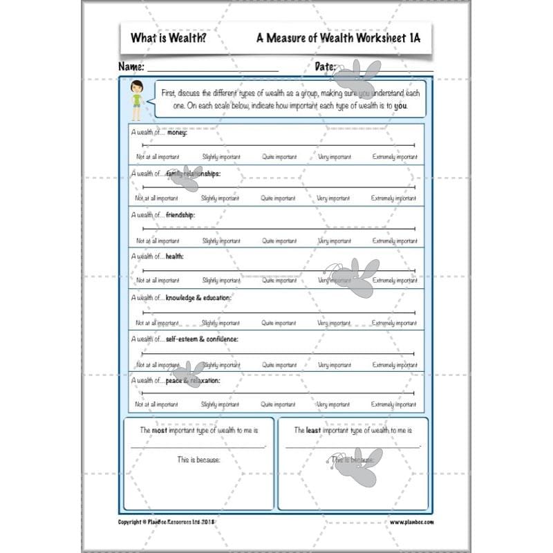 PlanBee What is Wealth? KS2 ESR lessons by PlanBee