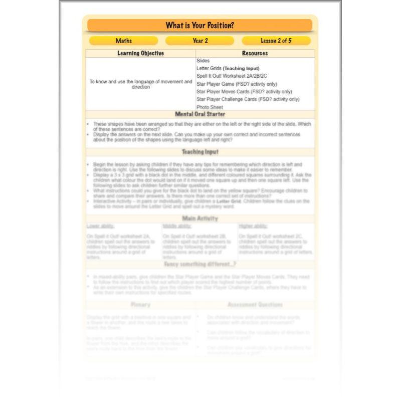 PlanBee Positional language and Directional Language KS1 by PlanBee