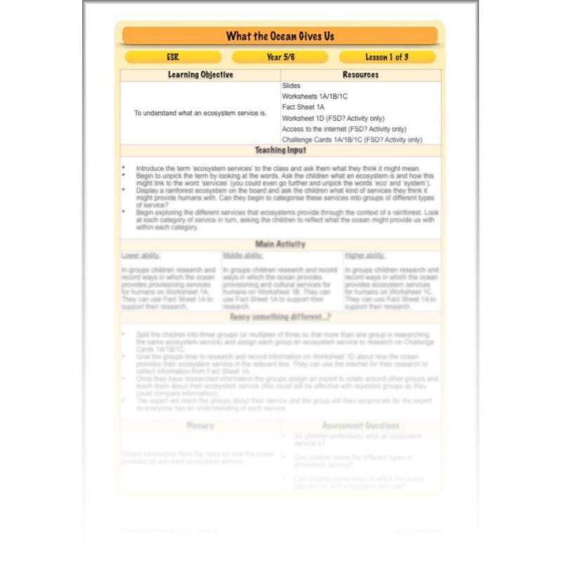 PlanBee Ocean Ecosystems KS2 ESR Lessons by PlanBee