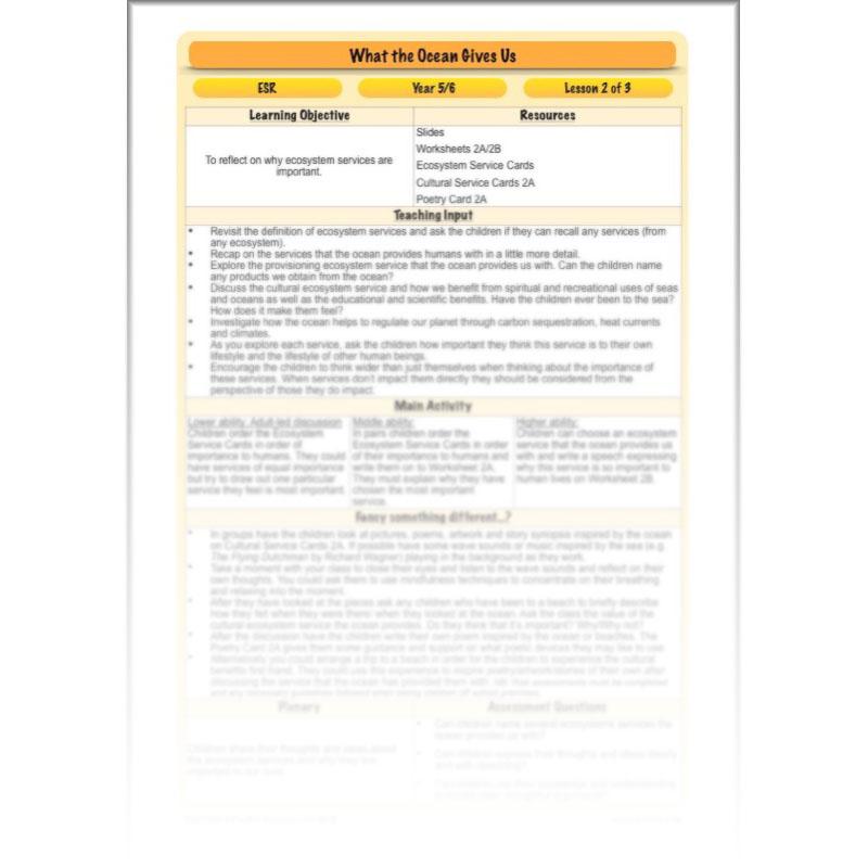 PlanBee Ocean Ecosystems KS2 ESR Lessons by PlanBee