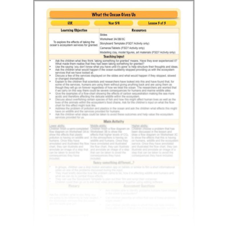 PlanBee Ocean Ecosystems KS2 ESR Lessons by PlanBee