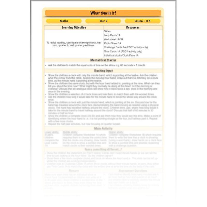 PlanBee Time Year 2 | What time is it? Maths Lessons for KS1