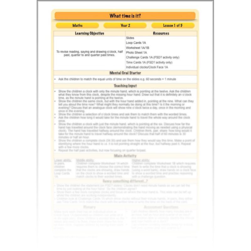 PlanBee Time Year 2 | What time is it? Maths Lessons for KS1