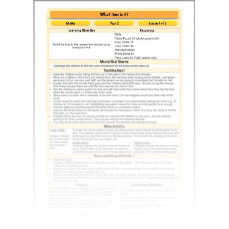 PlanBee Time Year 2 | What time is it? Maths Lessons for KS1