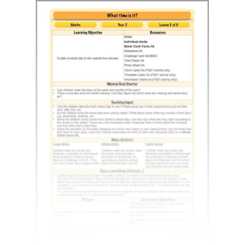 PlanBee Time Year 2 | What time is it? Maths Lessons for KS1