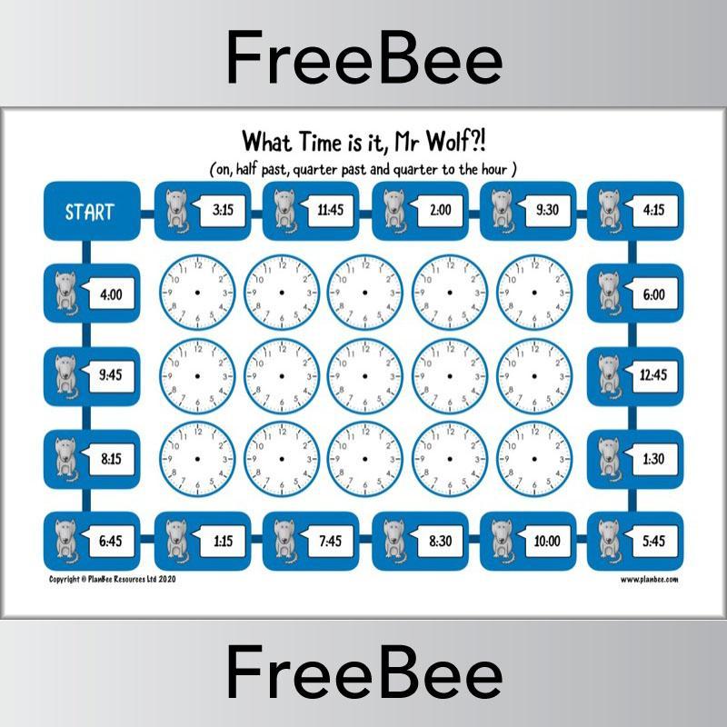 PlanBee What's the Time, Mr Wolf? FREE Board Game by PlanBee