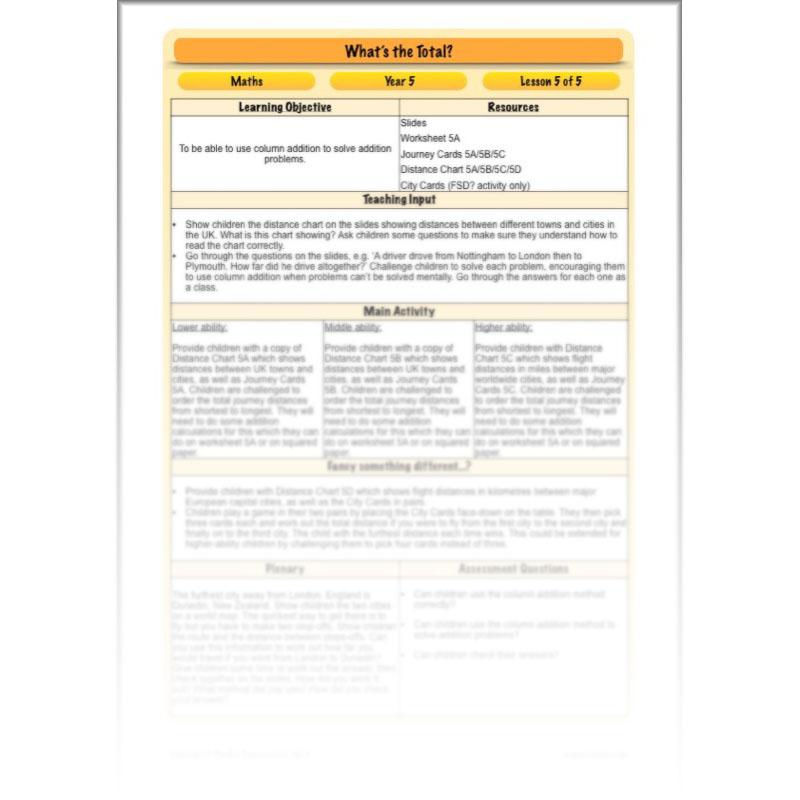 PlanBee What's the Total? - Year 5 Maths Planning - Addition and Subtraction