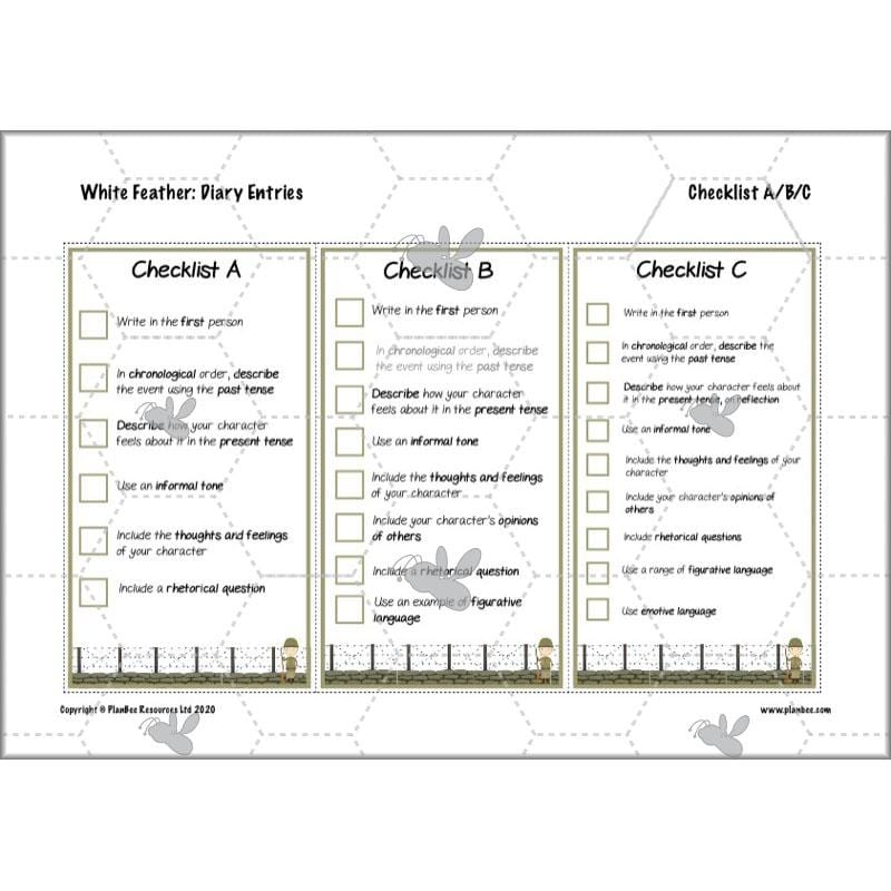 PlanBee White Feather Diary Entries KS2 English Planning Pack 