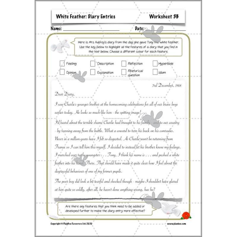 PlanBee White Feather Diary Entries KS2 English Planning Pack 
