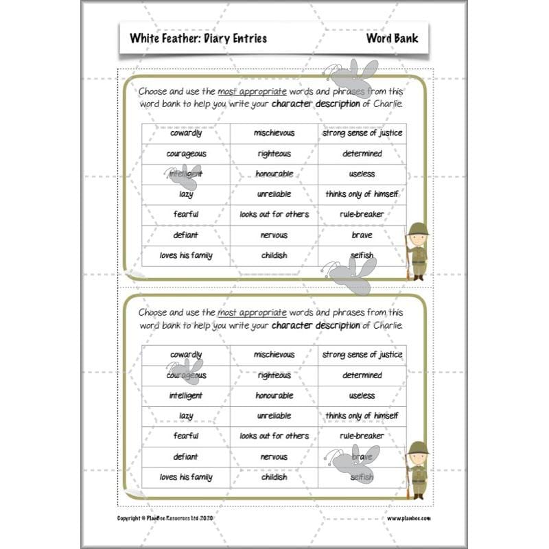 PlanBee White Feather Diary Entries KS2 English Planning Pack 