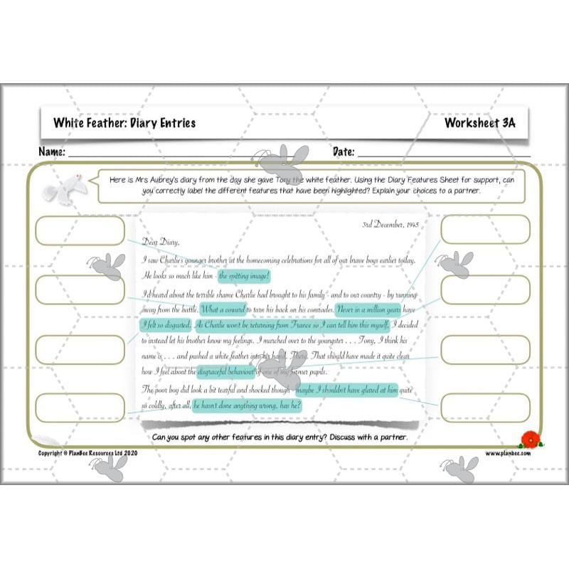 PlanBee White Feather Diary Entries KS2 English Planning Pack 