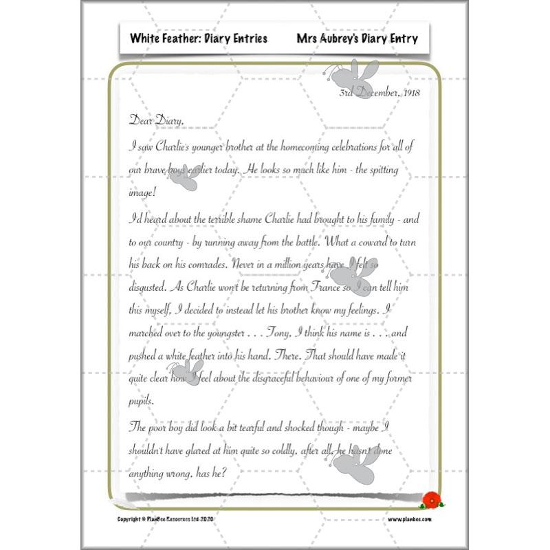 PlanBee White Feather Diary Entries KS2 English Planning Pack 