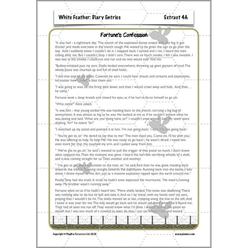 WW1 White Feather Diary Entries KS2 English Pack by PlanBee