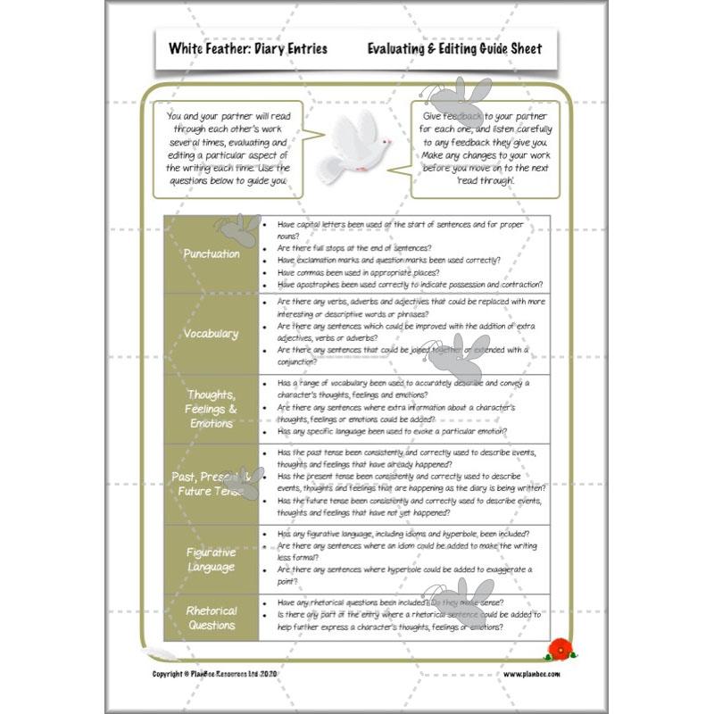 PlanBee White Feather Diary Entries KS2 English Planning Pack 
