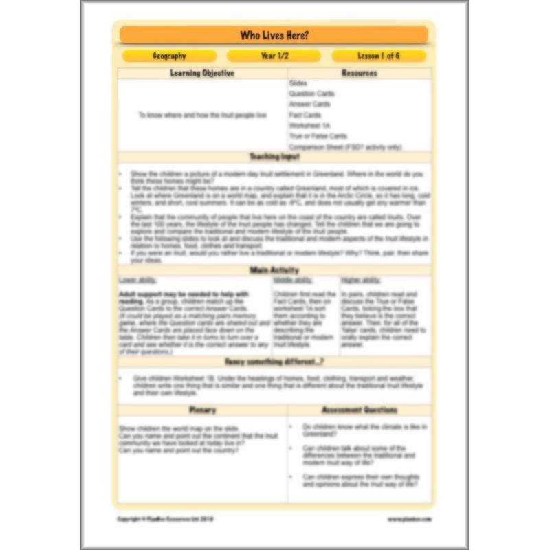PlanBee Who Lives Here? Geography scheme of work for KS1 Year 1 & Year 2