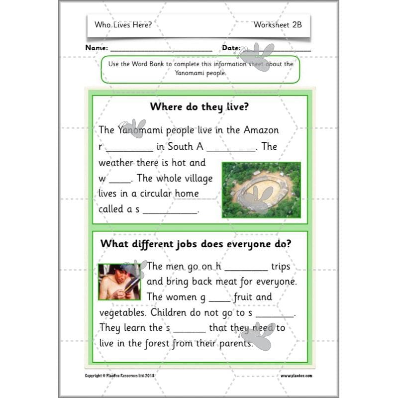 PlanBee Who Lives Here? Geography scheme of work for KS1 Year 1 & Year 2