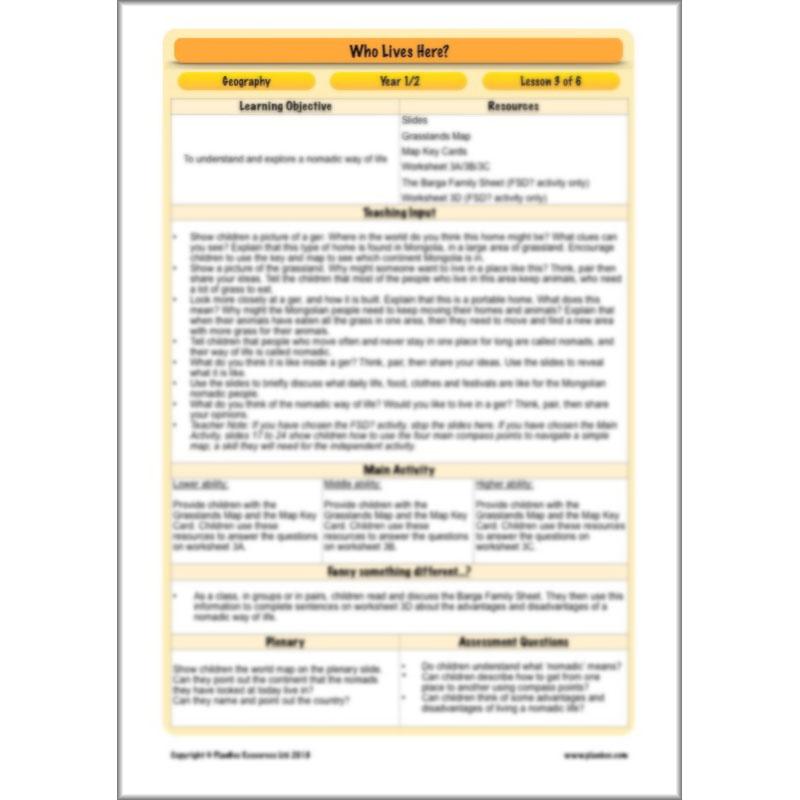 PlanBee Who Lives Here? Geography scheme of work for KS1 Year 1 & Year 2
