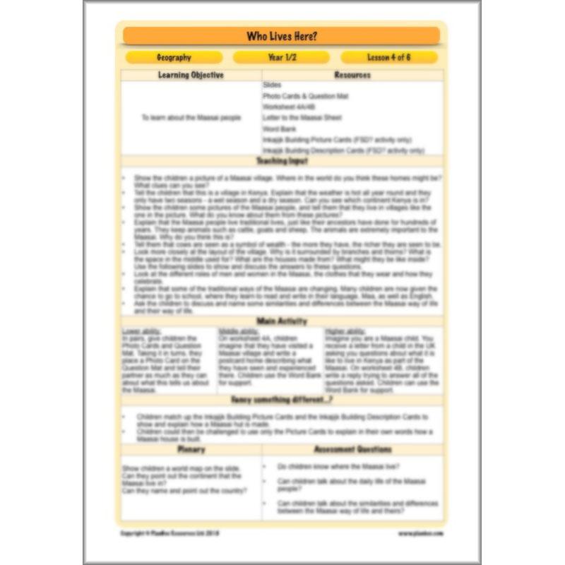 PlanBee Who Lives Here? Geography scheme of work for KS1 Year 1 & Year 2