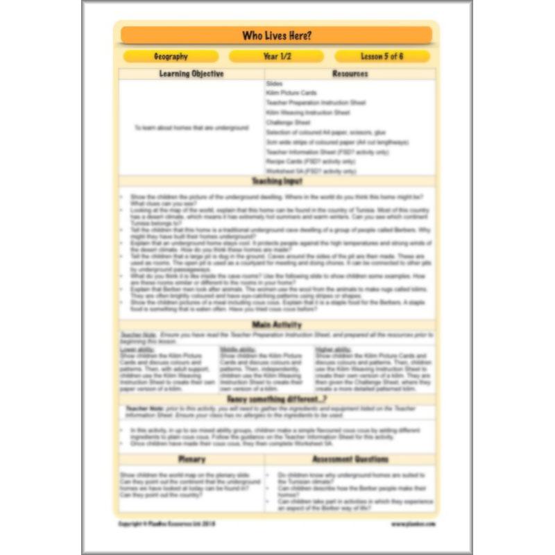 PlanBee Who Lives Here? Geography scheme of work for KS1 Year 1 & Year 2