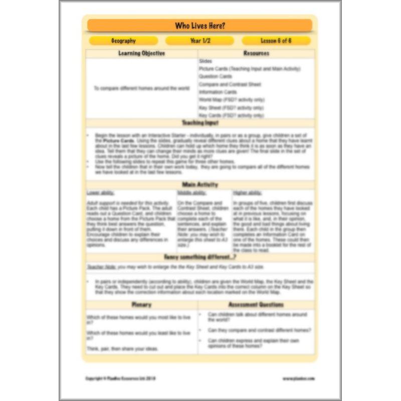 PlanBee Who Lives Here? Geography scheme of work for KS1 Year 1 & Year 2