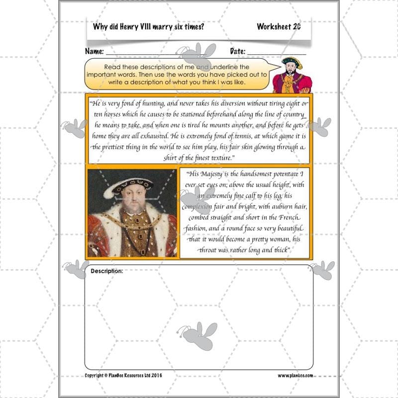 PlanBee Henry VIII KS2 History Lesson Plan Pack for Year 3 & Year 4