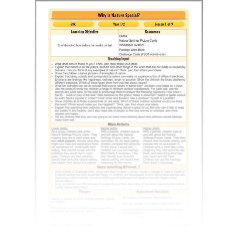 PlanBee Why is Nature Special? KS1 ESR Lessons | PlanBee