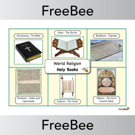 Free 6 Main World Religions Holy Books Word Mat by PlanBee