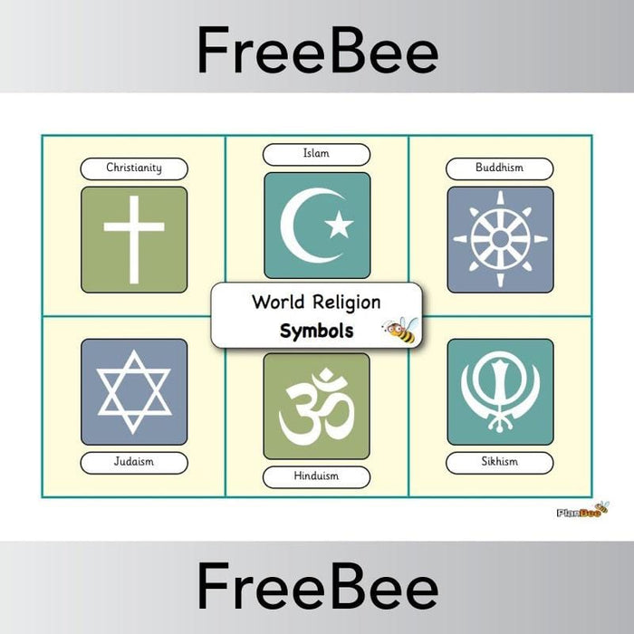 Free 6 Main World Religions Symbols Word Mat by PlanBee