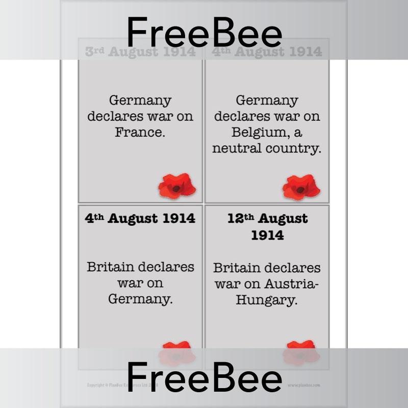 PlanBee World War I Timeline KS2 Free resource by PlanBee